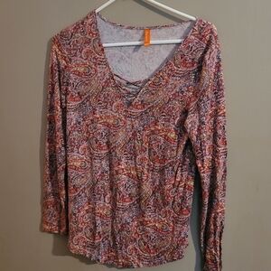 FEIERSI Red Ruched 3/4 Sleeve Blouse